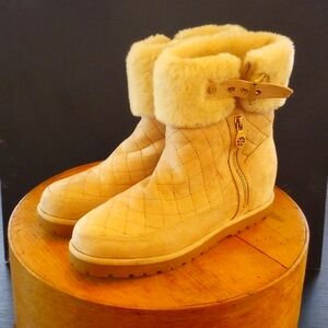 Guess Pink Suede Shearling Booties